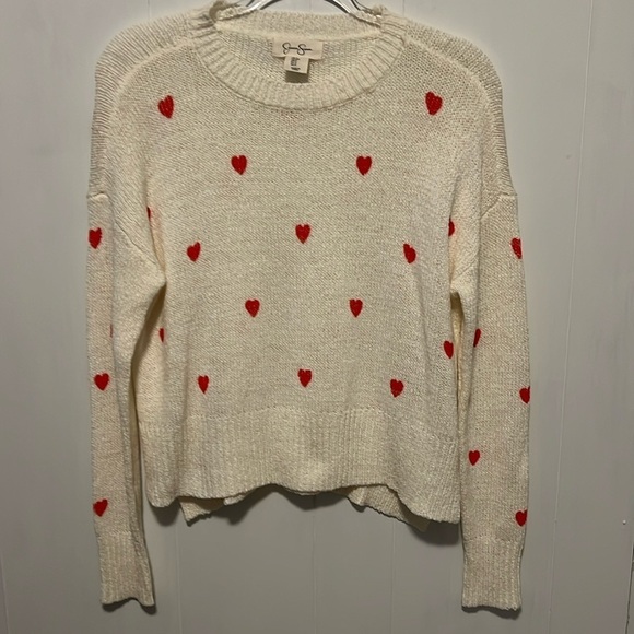 Sweet heart crewneck sweater creamy lightweight womens size small - Picture 1 of 8
